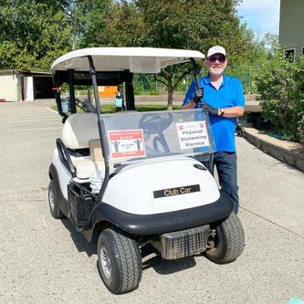 You may see the hard-working Marshal Michael zipping around the course keeping you safe with disinfecting, sanitizing and reminding players to socialdistance. 